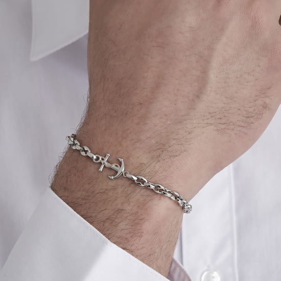 STEEL MEN'S BRACELET WITH ANCHOR