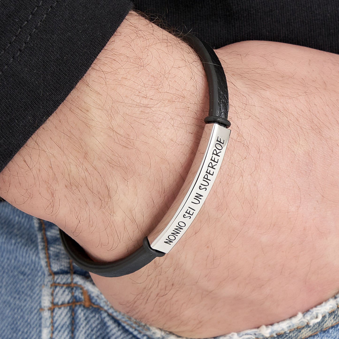 MEN'S STEEL BRACELET GRANDFATHER YOU ARE A SUPERHEROE Luca Barra