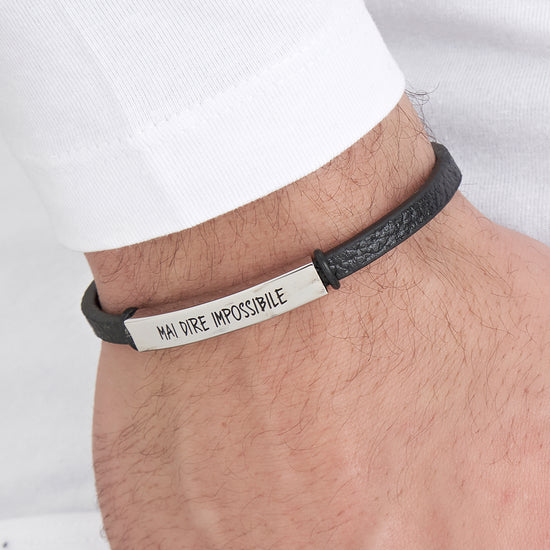 NEVER SAY IMPOSSIBLE STEEL MEN'S BRACELET