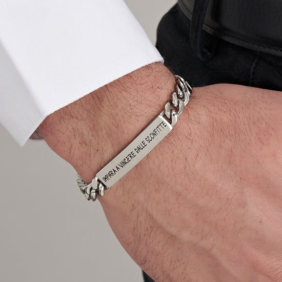 STEEL MEN'S BRACELET LEARN TO WIN FROM DEFEATS