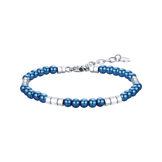 STEEL MEN'S BRACELET WITH BLUE STONES AND STEEL ELEMENTS