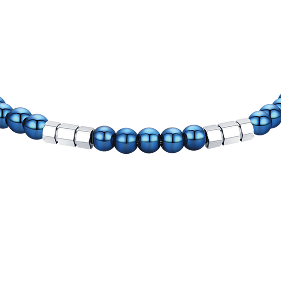 STEEL MEN'S BRACELET WITH BLUE STONES AND STEEL ELEMENTS