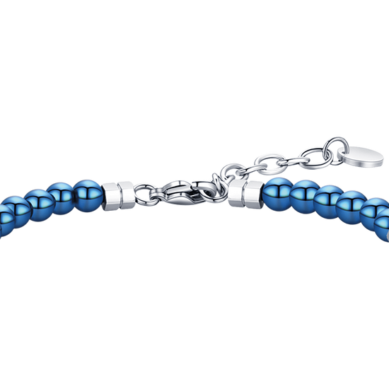 STEEL MEN'S BRACELET WITH BLUE STONES AND STEEL ELEMENTS