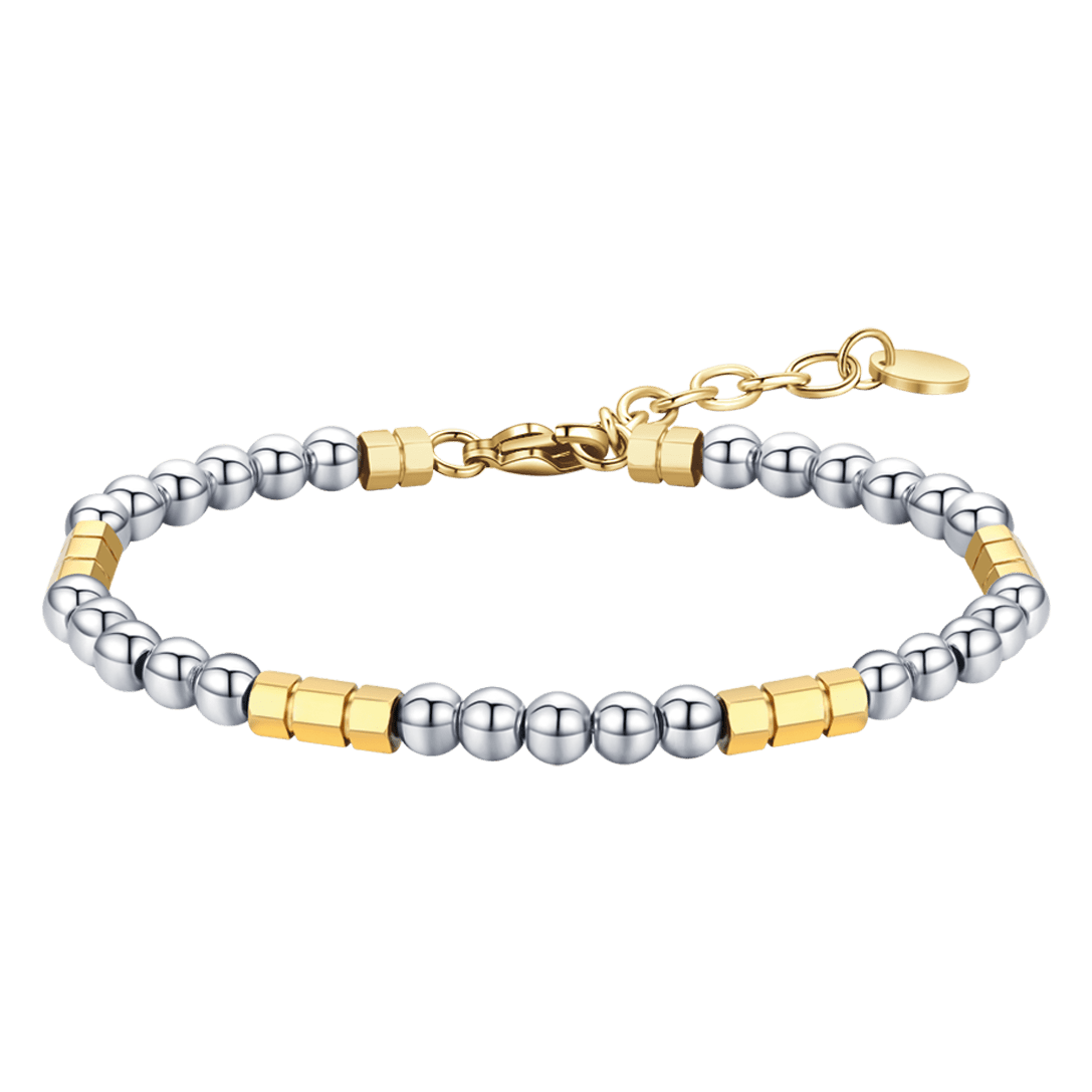 STEEL MEN'S BRACELET WITH STEEL STONES AND STEEL ELEMENTS