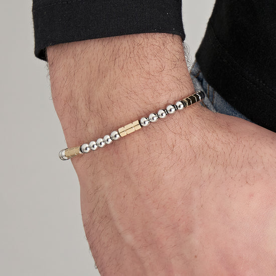 STEEL MEN'S BRACELET WITH STEEL STONES AND STEEL ELEMENTS