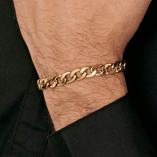 BRACCIALE UOMO IN ACCIAIO MAGLIA DORATA