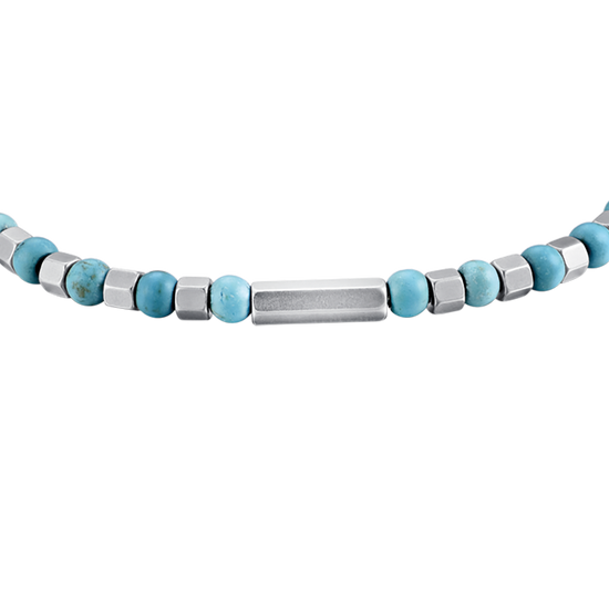 STEEL MEN'S BRACELET WITH TURQUOISE STONES