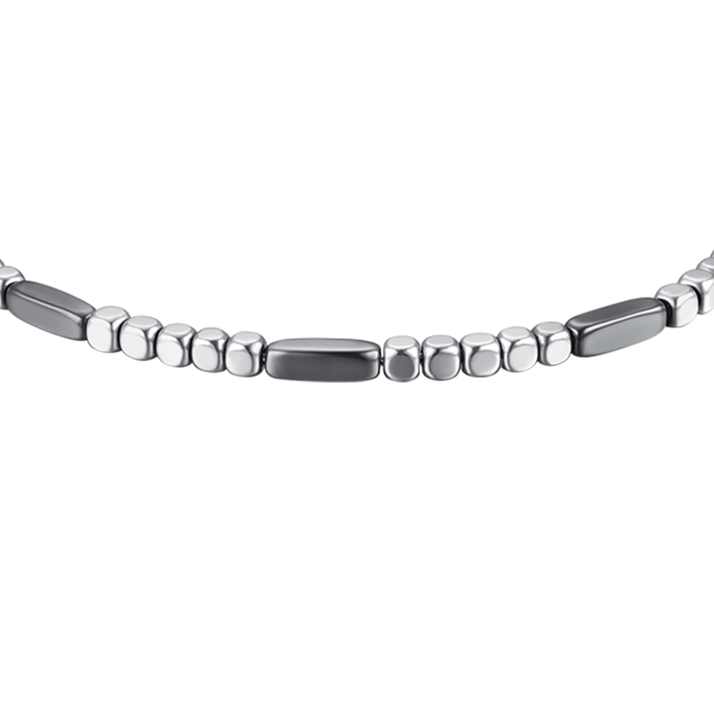 STEEL MEN'S BRACELET WITH SILVER HEMATITE AND GRAY ELEMENTS