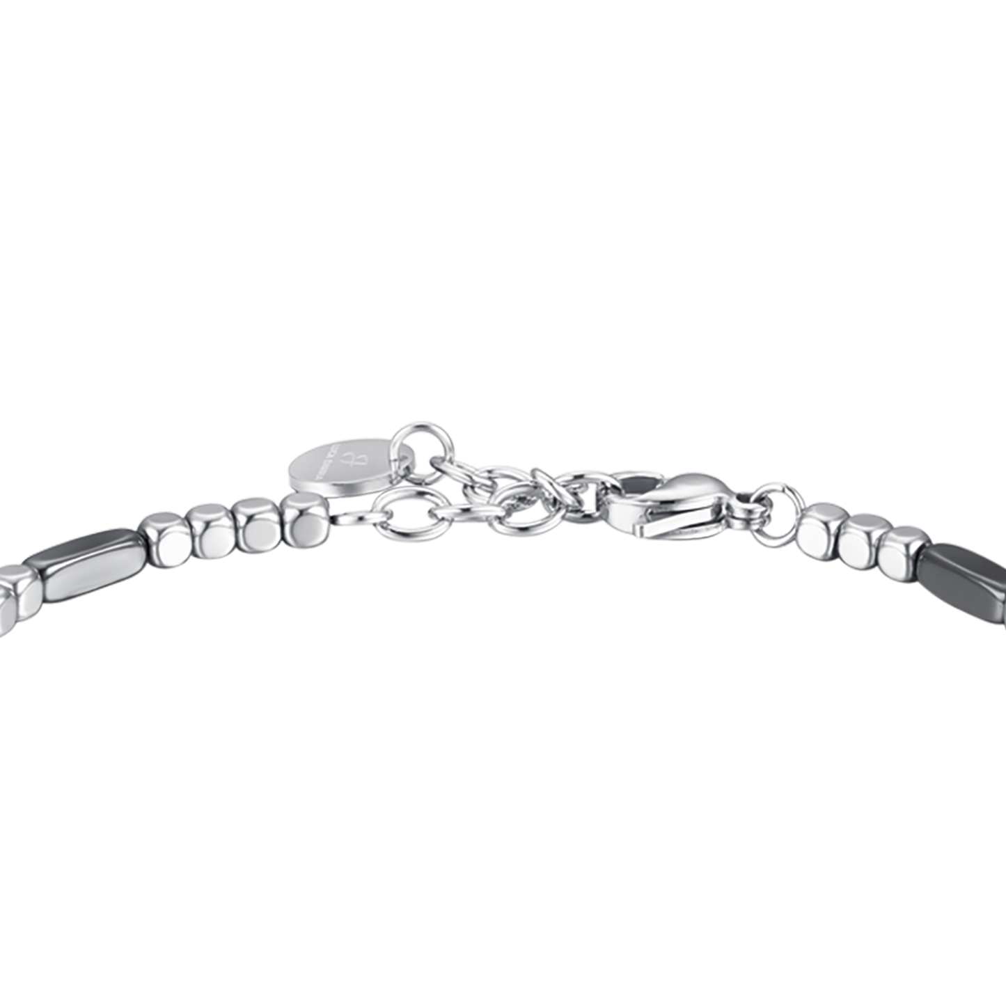 STEEL MEN'S BRACELET WITH SILVER HEMATITE AND GRAY ELEMENTS