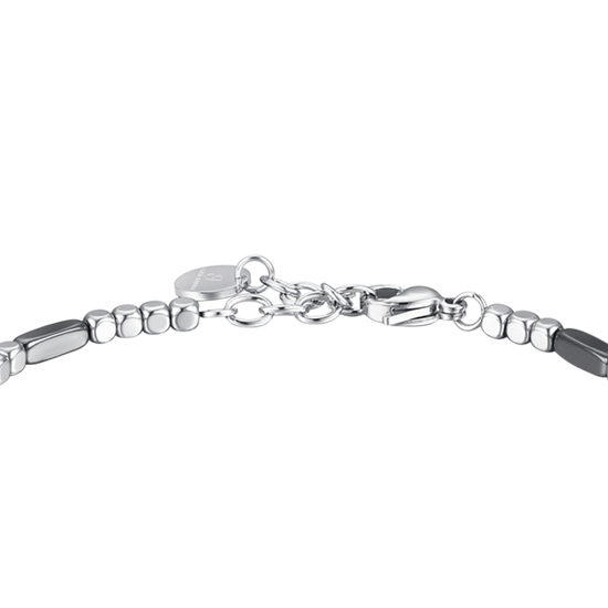 STEEL MEN'S BRACELET WITH SILVER HEMATITE AND GRAY ELEMENTS