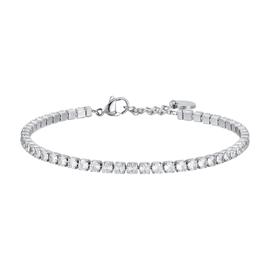 STEEL MEN'S TENNIS BRACELET WITH WHITE CRYSTALS