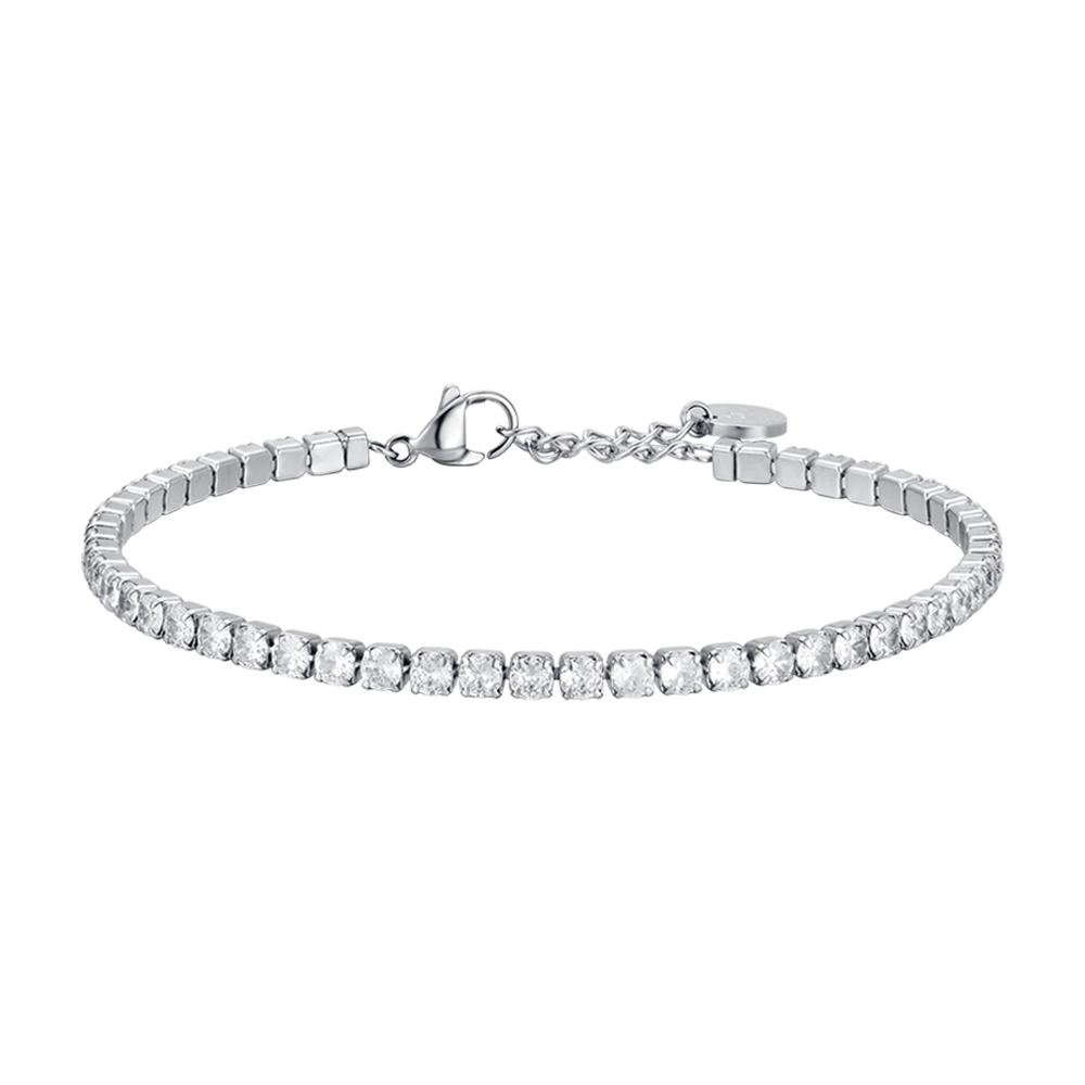 STEEL MEN'S TENNIS BRACELET WITH WHITE CRYSTALS