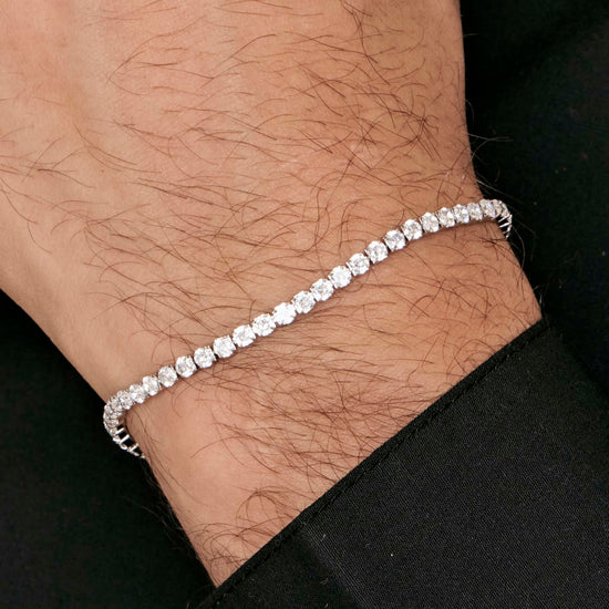 STEEL MEN'S TENNIS BRACELET WITH WHITE CRYSTALS