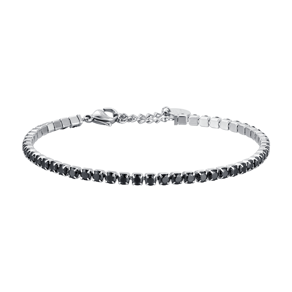 MAN'S TENNIS BRACELET IN STEEL WITH BLACK CRYSTALS Luca Barra