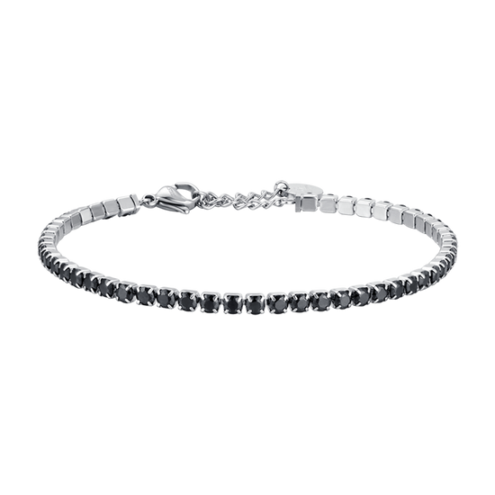 MAN'S TENNIS BRACELET IN STEEL WITH BLACK CRYSTALS Luca Barra