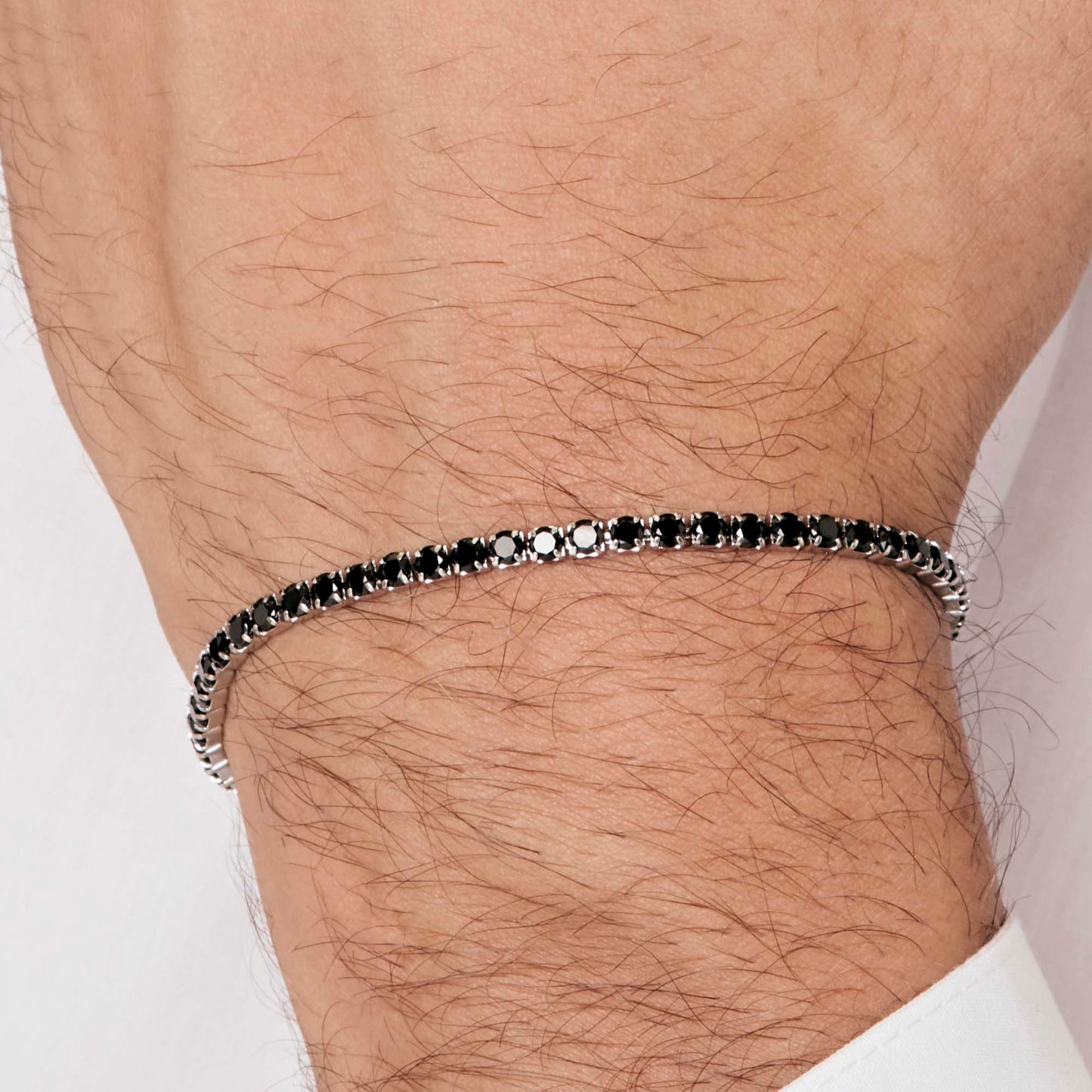 MAN'S TENNIS BRACELET IN STEEL WITH BLACK CRYSTALS Luca Barra