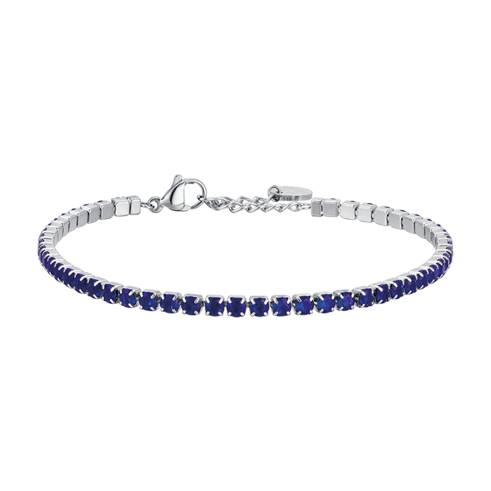 MEN'S STEEL TENNIS BRACELET WITH BLUE CRYSTALS