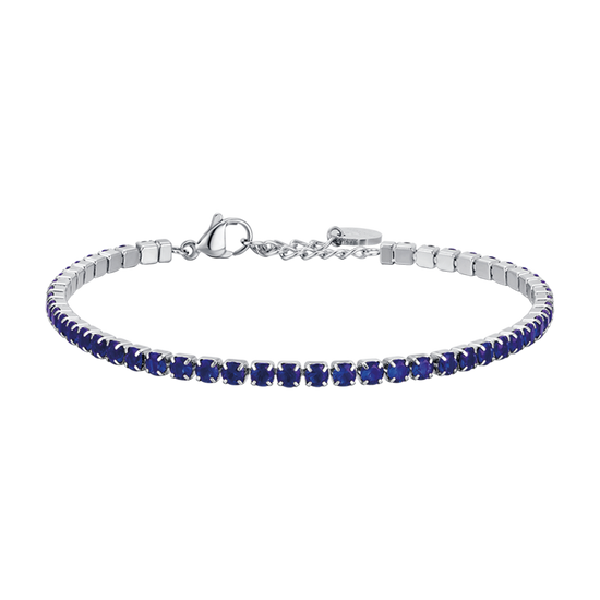 MEN'S STEEL TENNIS BRACELET WITH BLUE CRYSTALS