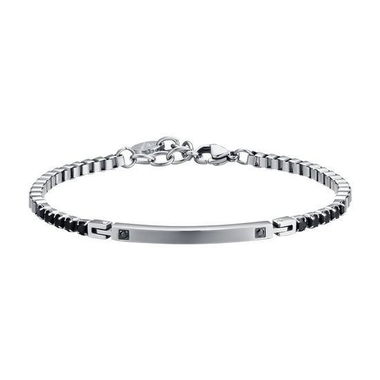 MEN'S STEEL BRACELET WITH PLATE AND BLACK CRYSTALS Luca Barra