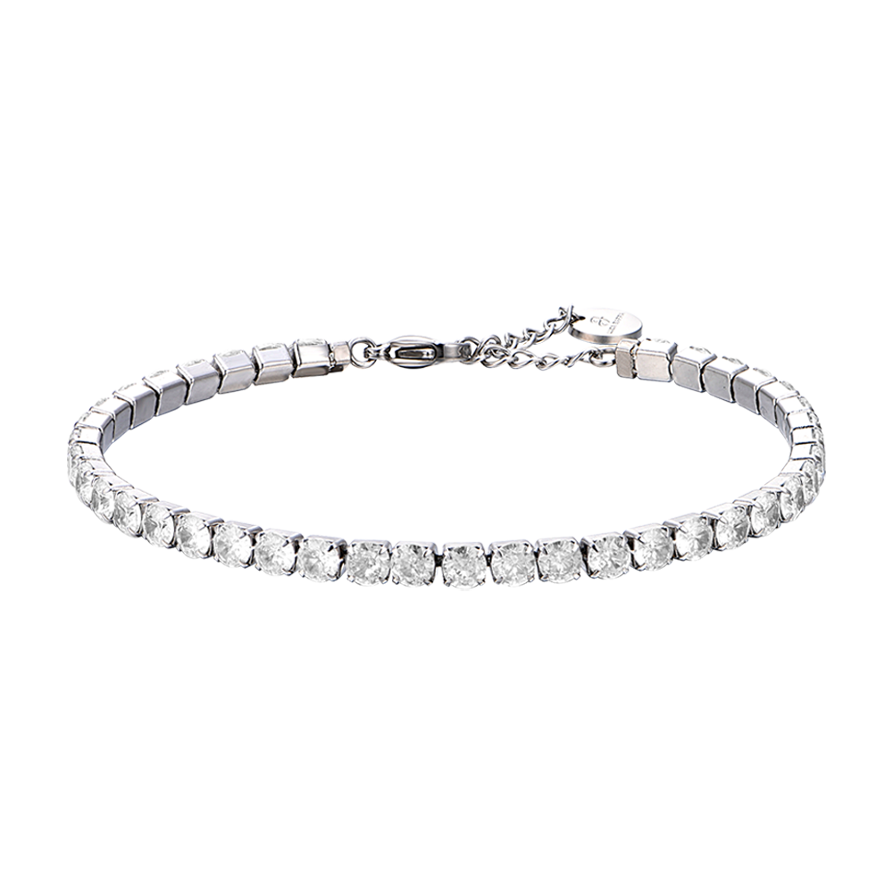 STEEL MEN'S TENNIS BRACELET WITH WHITE CRYSTALS