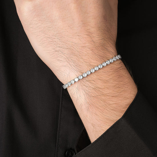 STEEL MEN'S TENNIS BRACELET WITH WHITE CRYSTALS