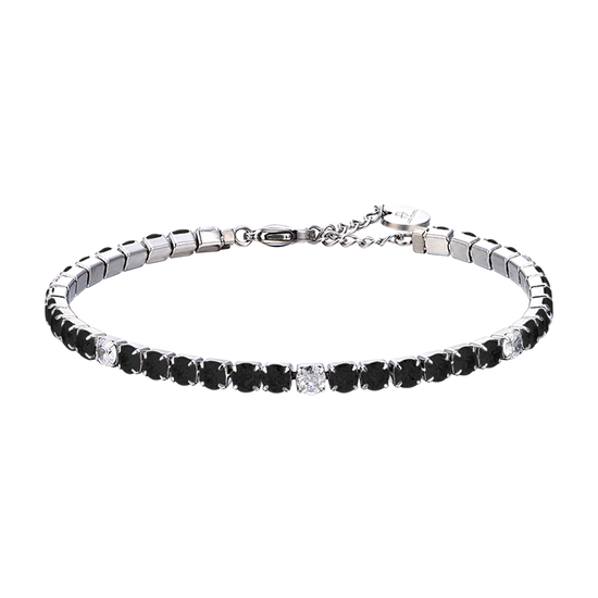 MAN'S TENNIS BRACELET IN STEEL WITH BLACK AND WHITE CRYSTALS Luca Barra