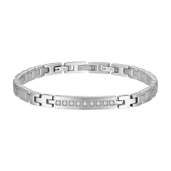 STEEL MEN'S BRACELET WITH WHITE CRYSTALS