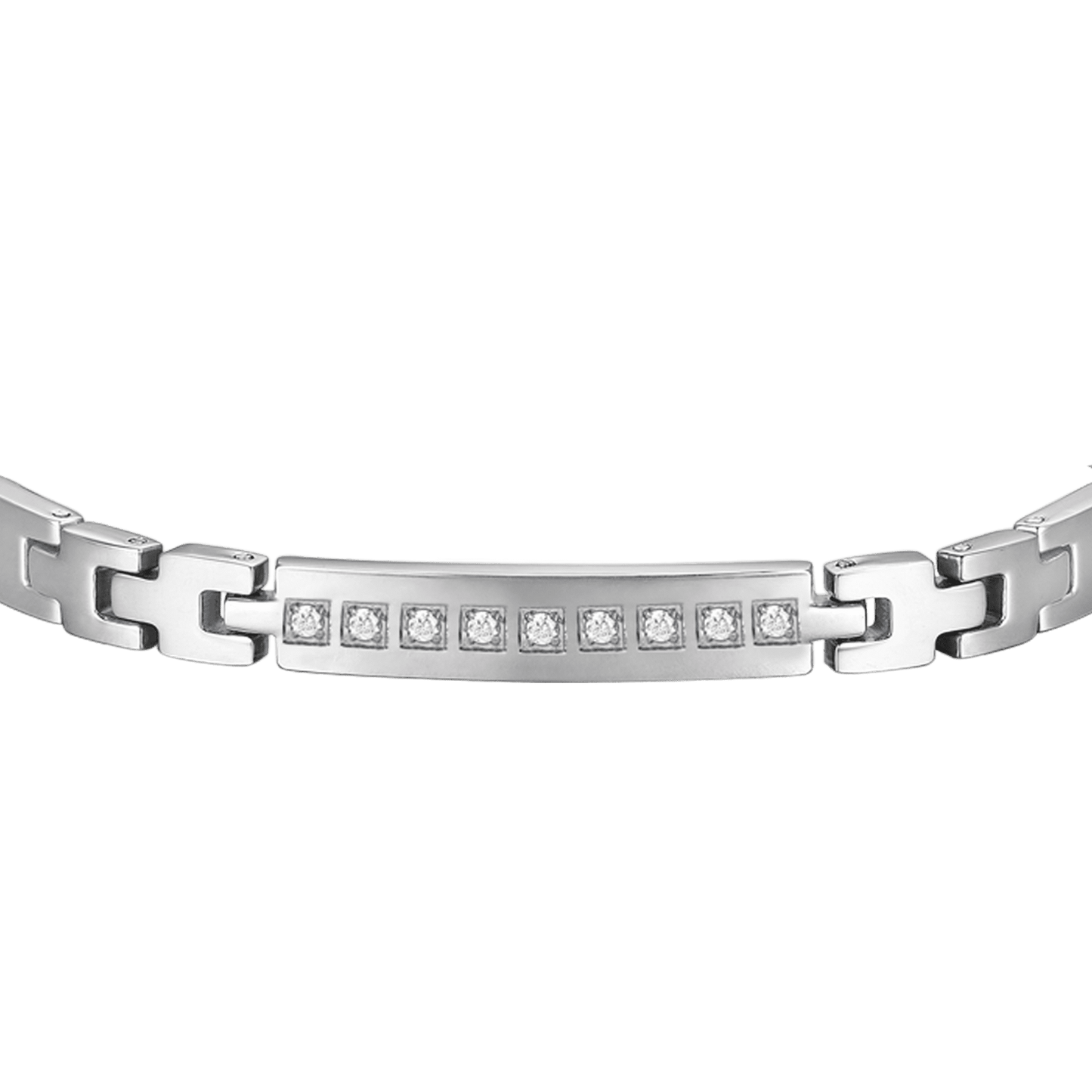 STEEL MEN'S BRACELET WITH WHITE CRYSTALS