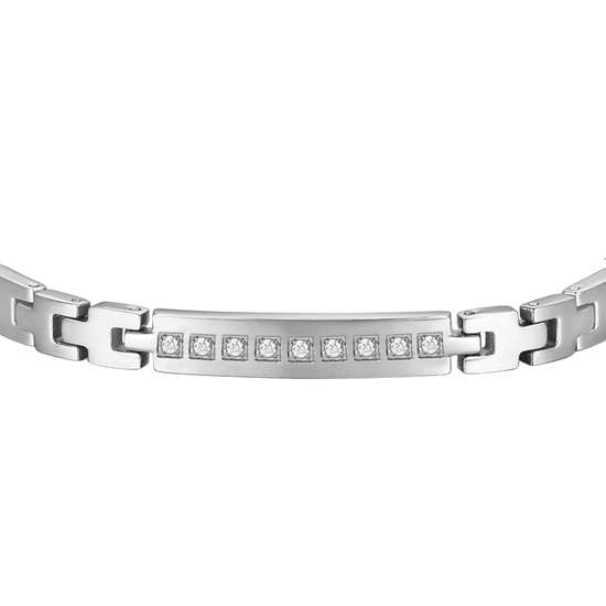 STEEL MEN'S BRACELET WITH WHITE CRYSTALS