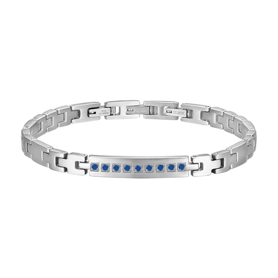 STEEL MEN'S BRACELET WITH BLUE CRYSTALS