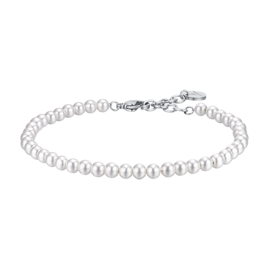 STEEL MEN'S BRACELET WITH WHITE PEARLS