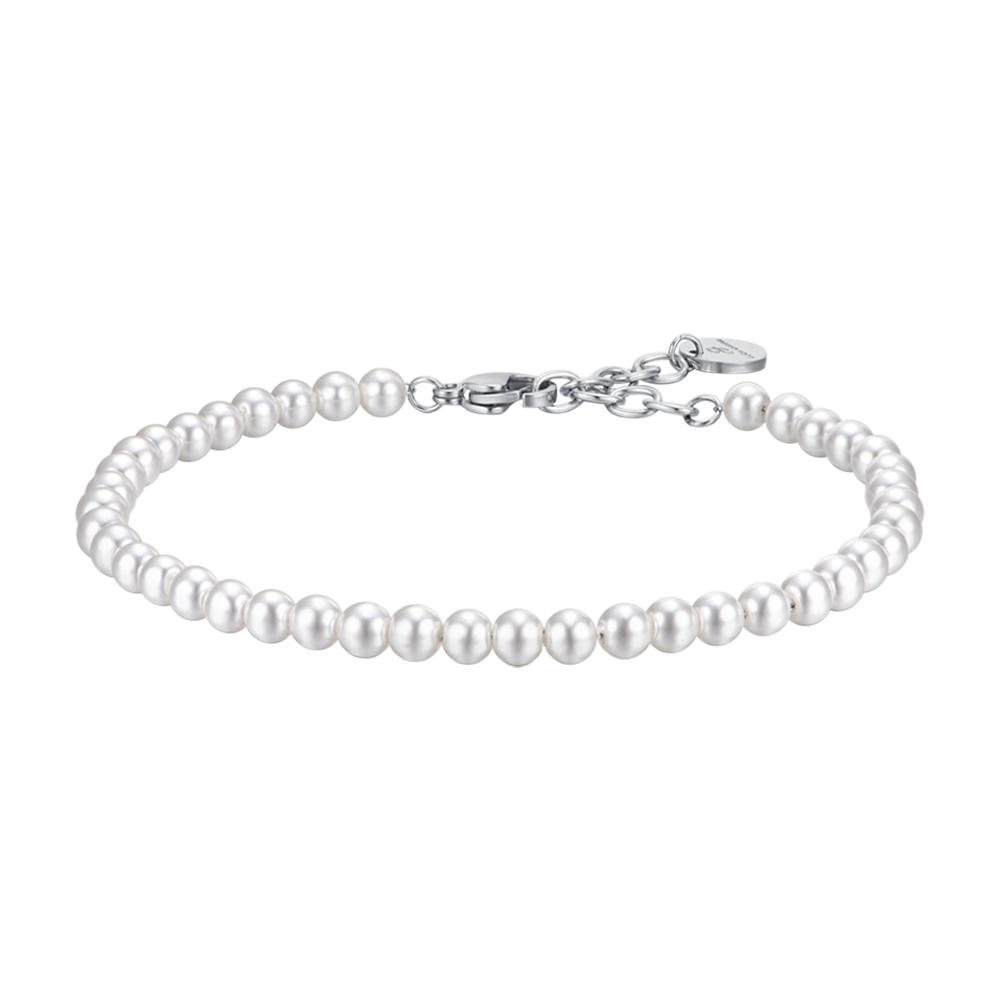 MAN'S BRACELET IN STEEL WITH WHITE PEARLS Luca Barra