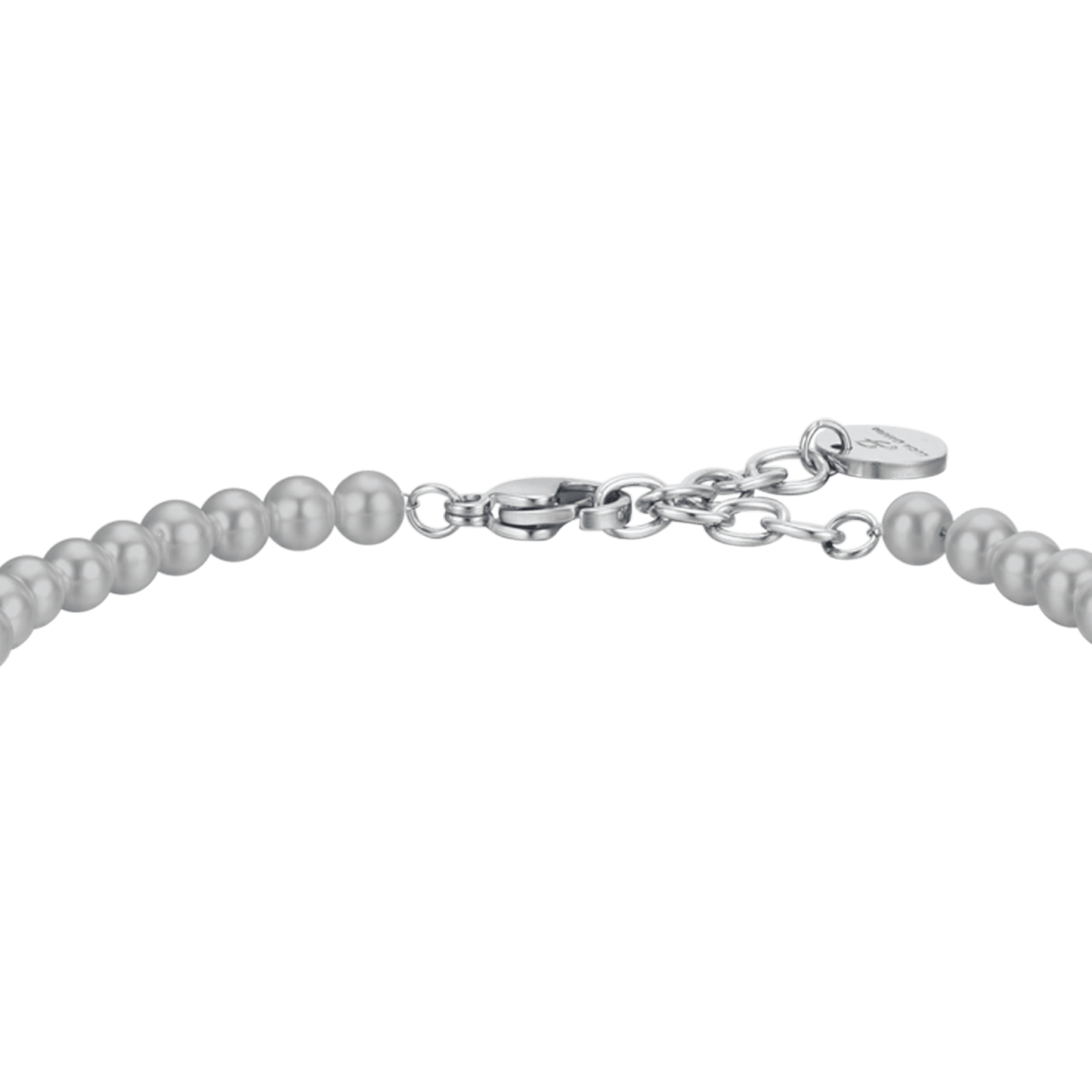 STEEL MEN'S BRACELET WITH GRAY PEARLS