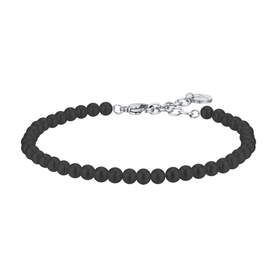 men's steel bracelet with black pearls Luca Barra