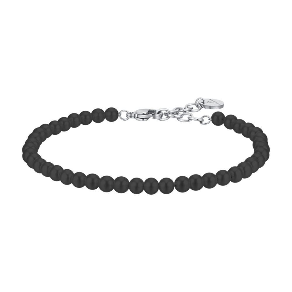 STEEL MEN'S BRACELET WITH BLACK PEARLS