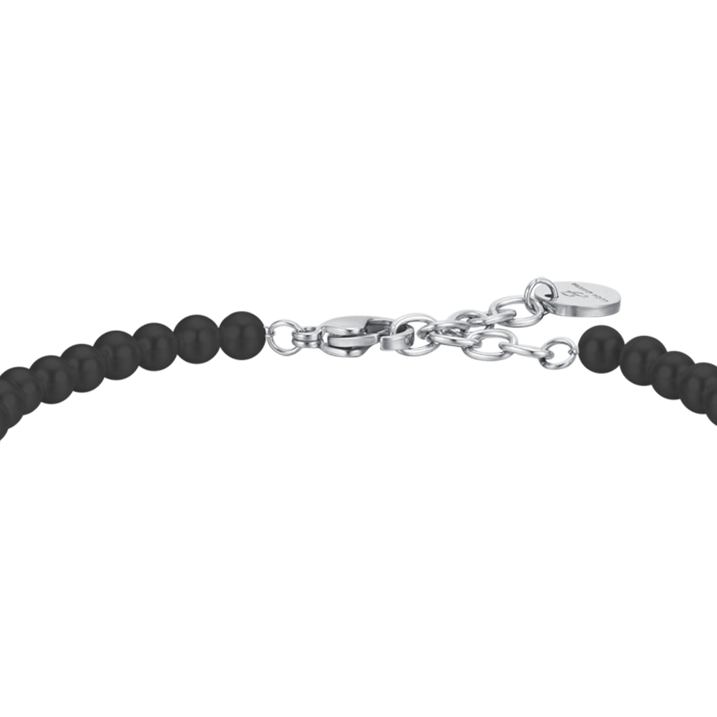 STEEL MEN'S BRACELET WITH BLACK PEARLS