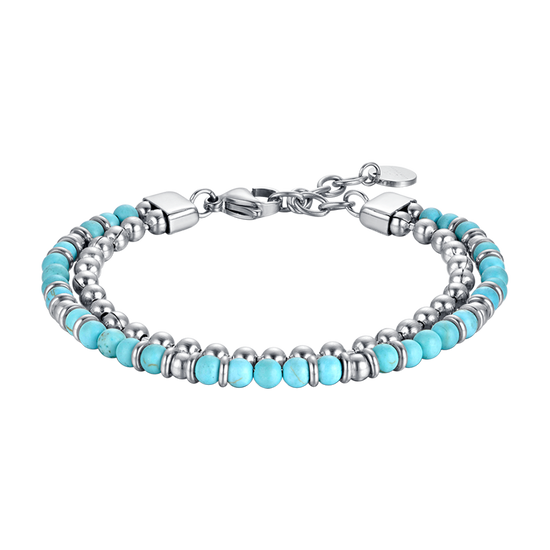 MEN'S STEEL BRACELET WITH TURQUOISE STONES AND STEEL ELEMENTS