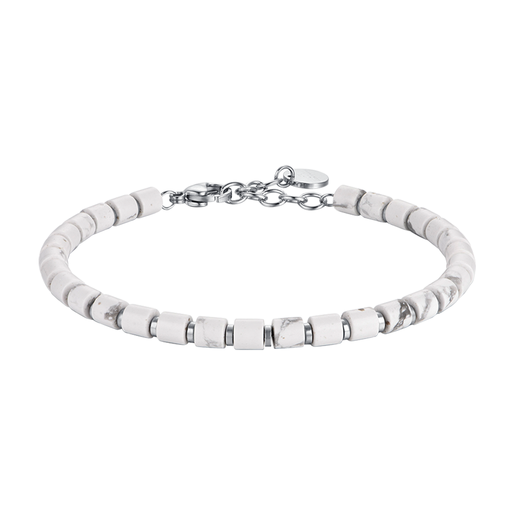 STEEL MEN'S BRACELET WITH WHITE STONES