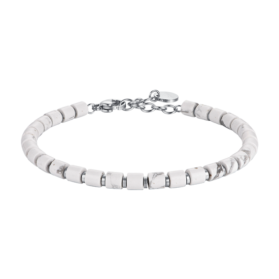 STEEL MEN'S BRACELET WITH WHITE STONES