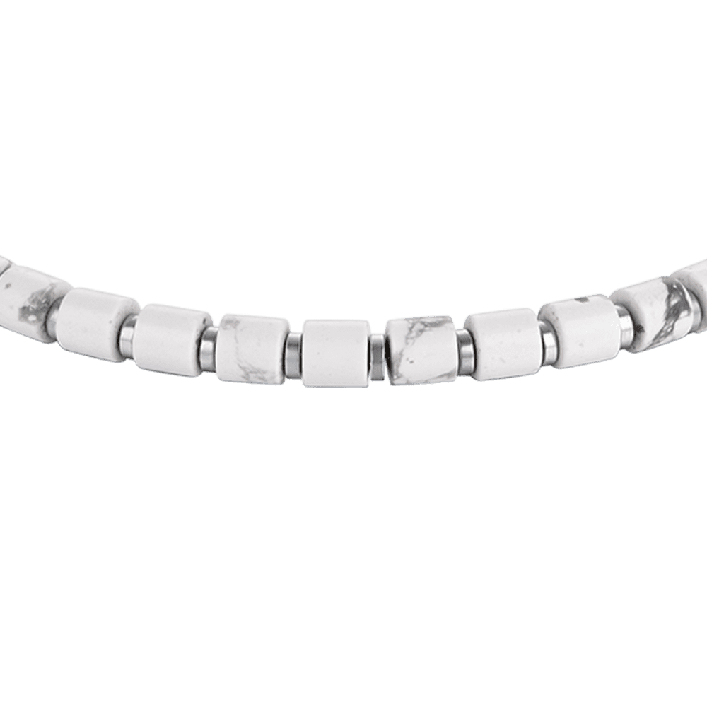 STEEL MEN'S BRACELET WITH WHITE STONES