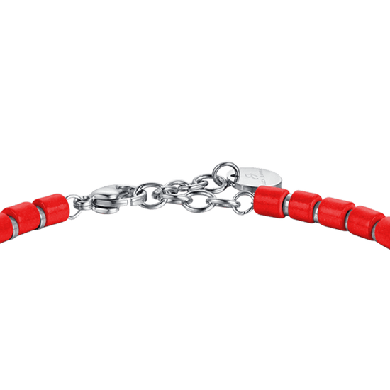 STEEL MEN'S BRACELET WITH RED STONES