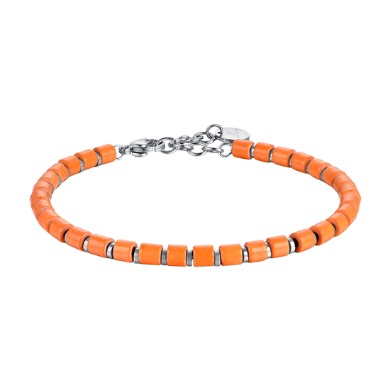 STEEL MEN'S BRACELET WITH ORANGE STONES