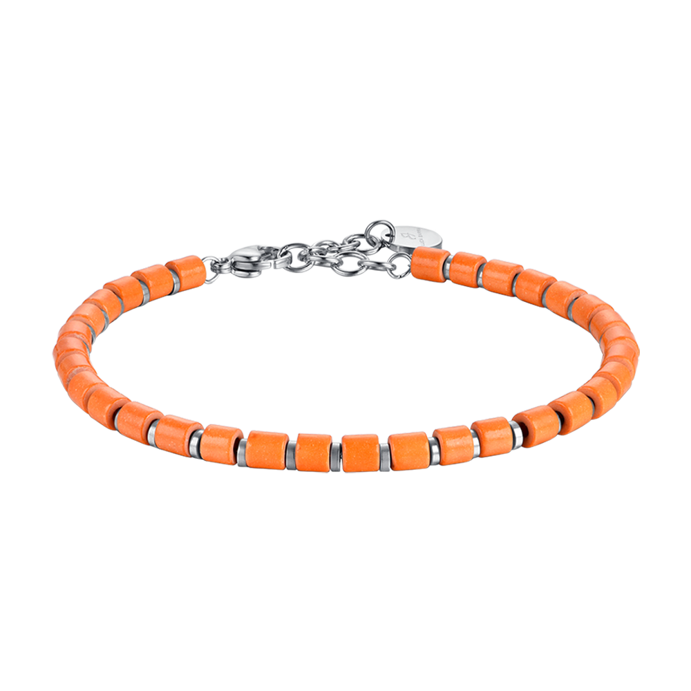 STEEL MEN'S BRACELET WITH ORANGE STONES