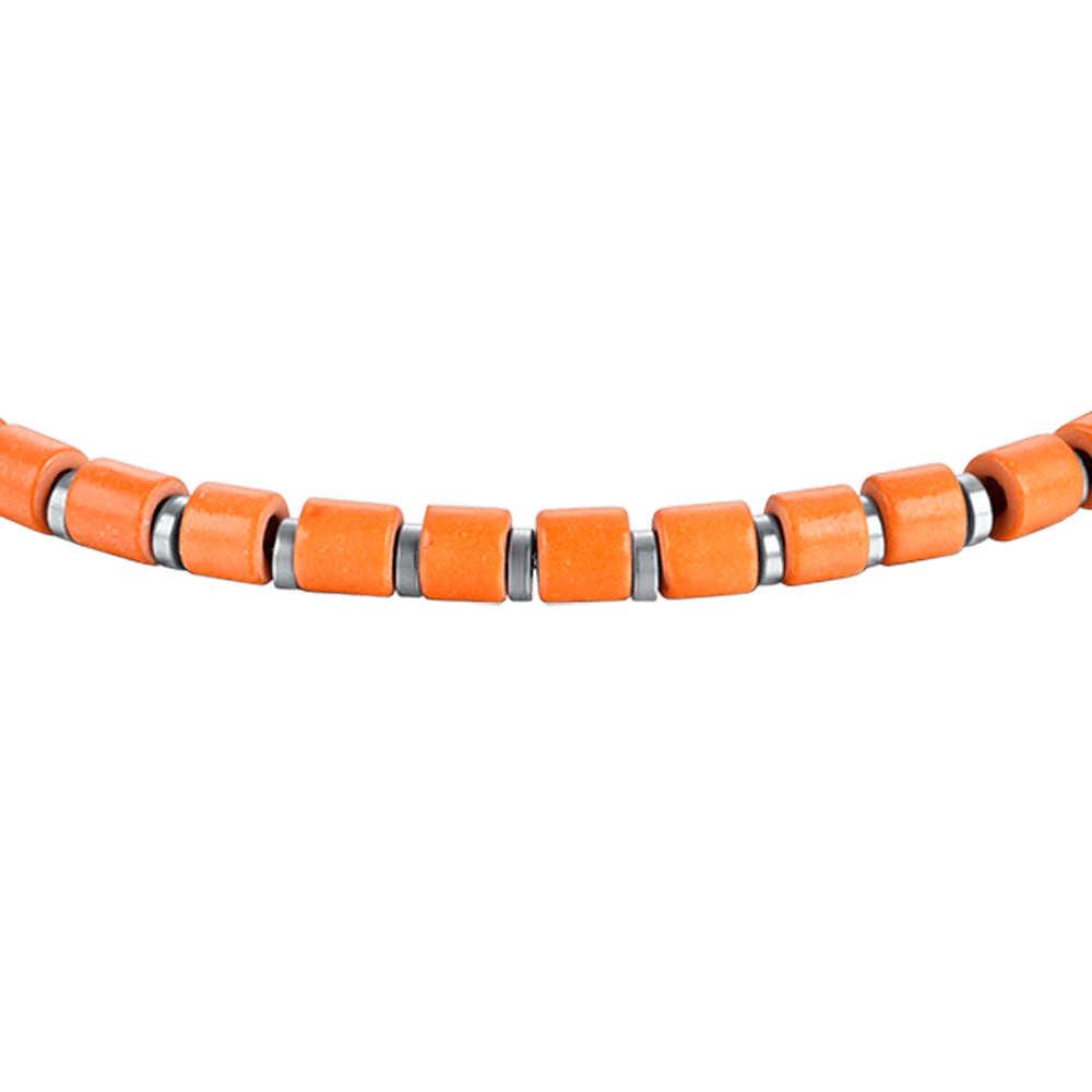 STEEL MEN'S BRACELET WITH ORANGE STONES