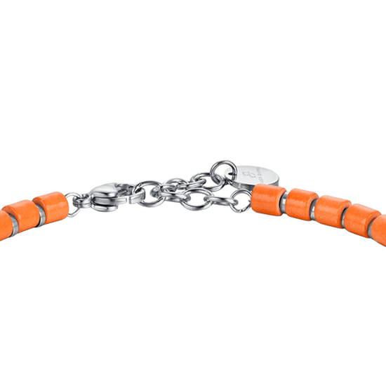 STEEL MEN'S BRACELET WITH ORANGE STONES