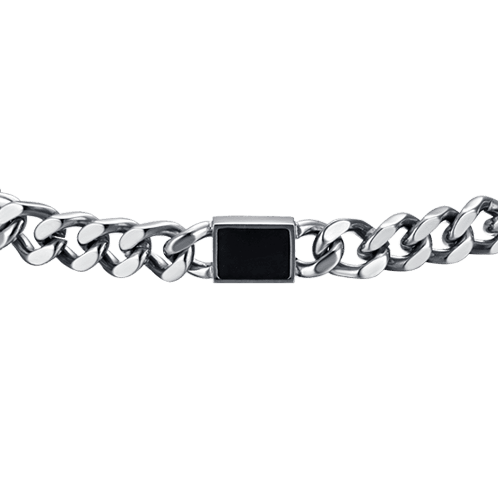 STEEL MEN'S BRACELET WITH BLACK ELEMENTS