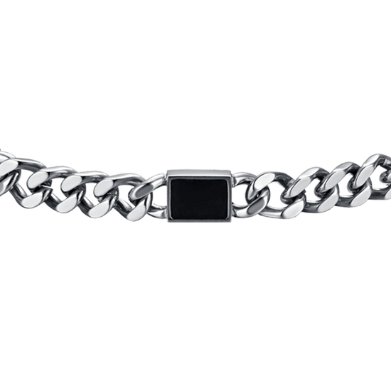 STEEL MEN'S BRACELET WITH BLACK ELEMENTS