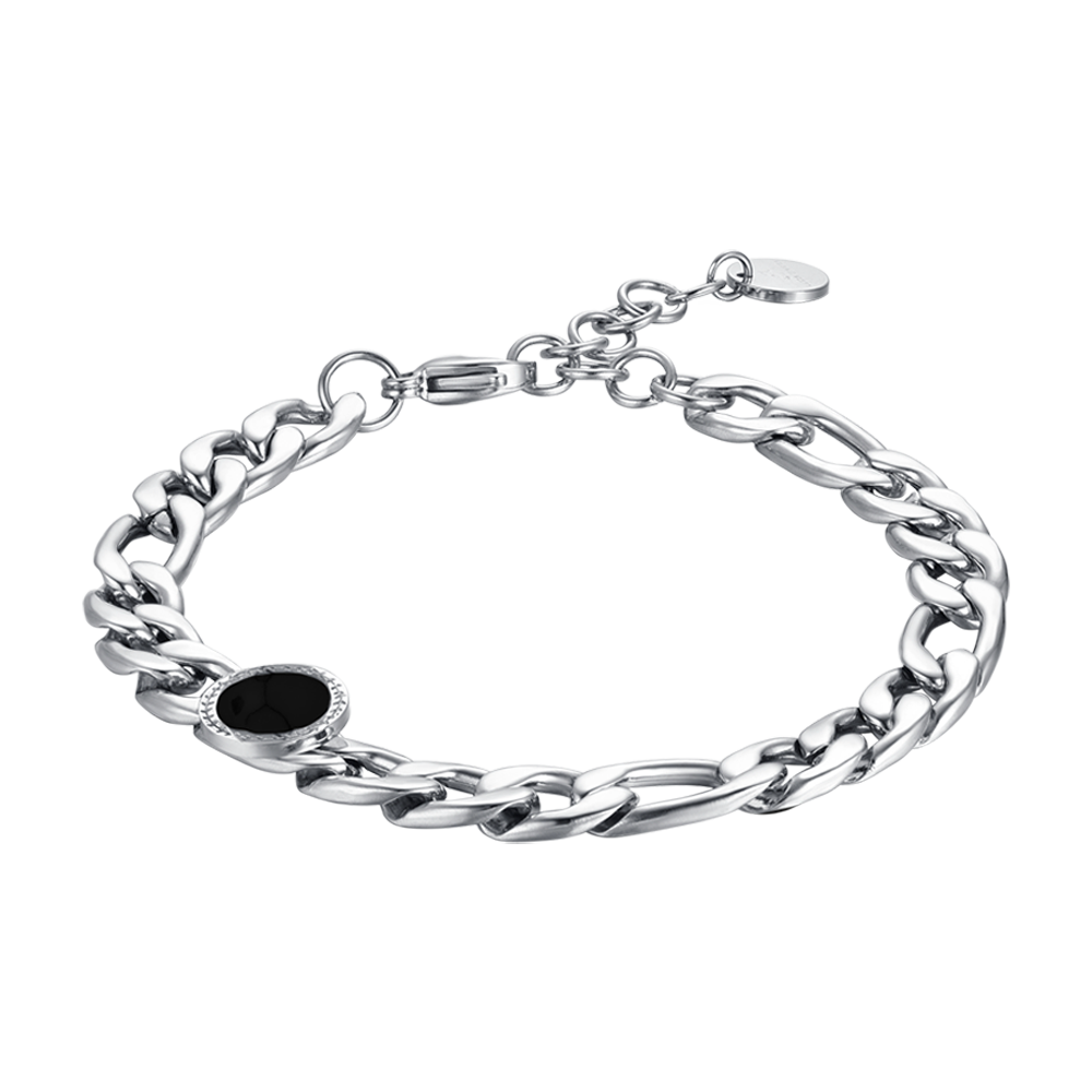 STEEL MEN'S BRACELET WITH BLACK AGATE