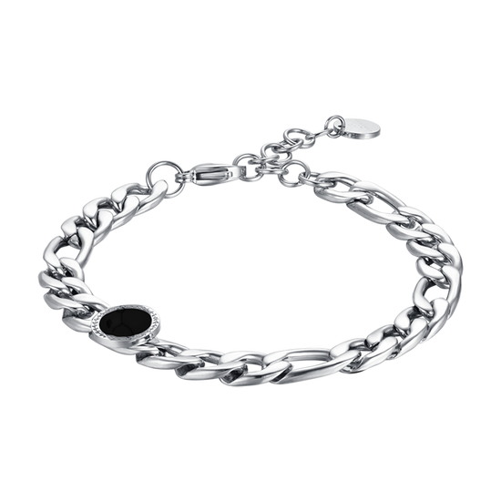 STEEL MEN'S BRACELET WITH BLACK AGATE