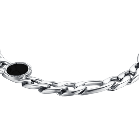 STEEL MEN'S BRACELET WITH BLACK AGATE